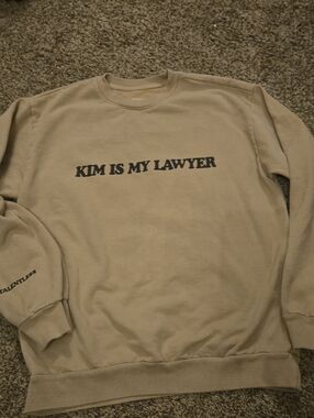 TALENTLESS Beige 'KIM IS MY LAWYER' Crewneck Sweatshirt